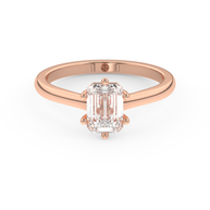 Rose gold - Central diamond 1.0 ct - view 2