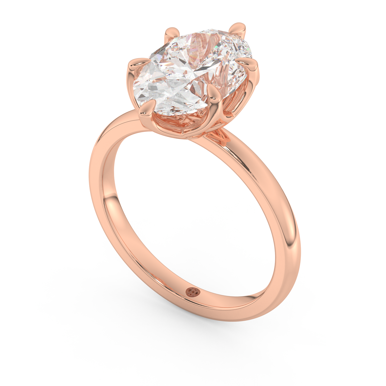 Rose gold - Central diamond 3.0 ct - view 1