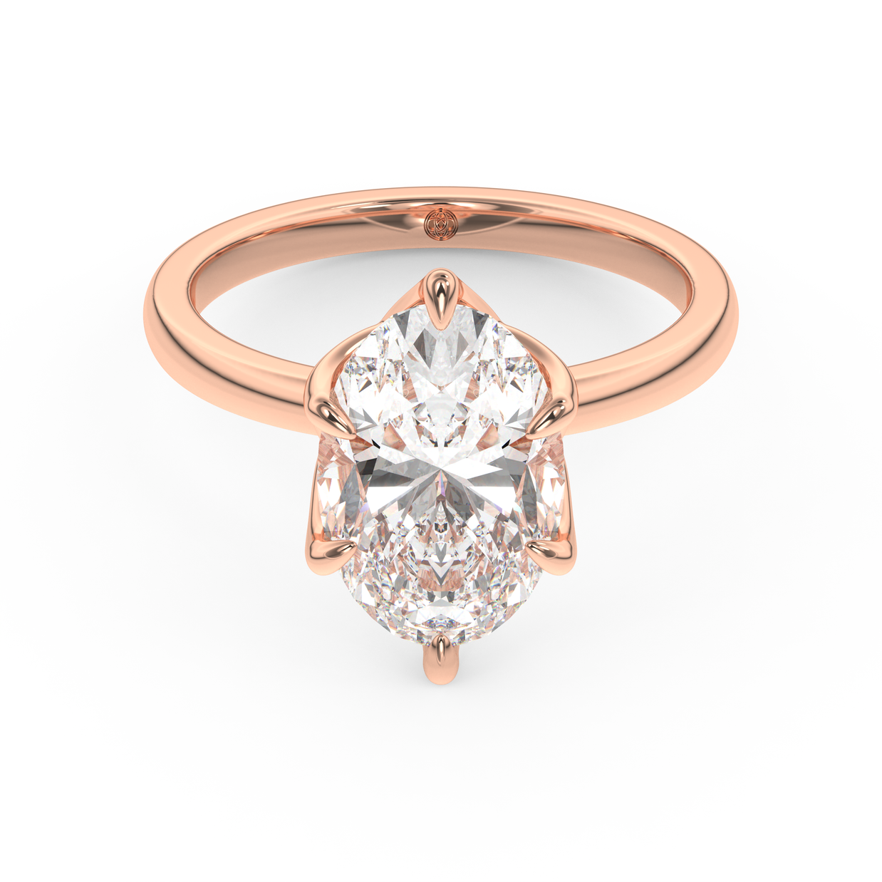 Rose gold - Central diamond 3.0 ct - view 2