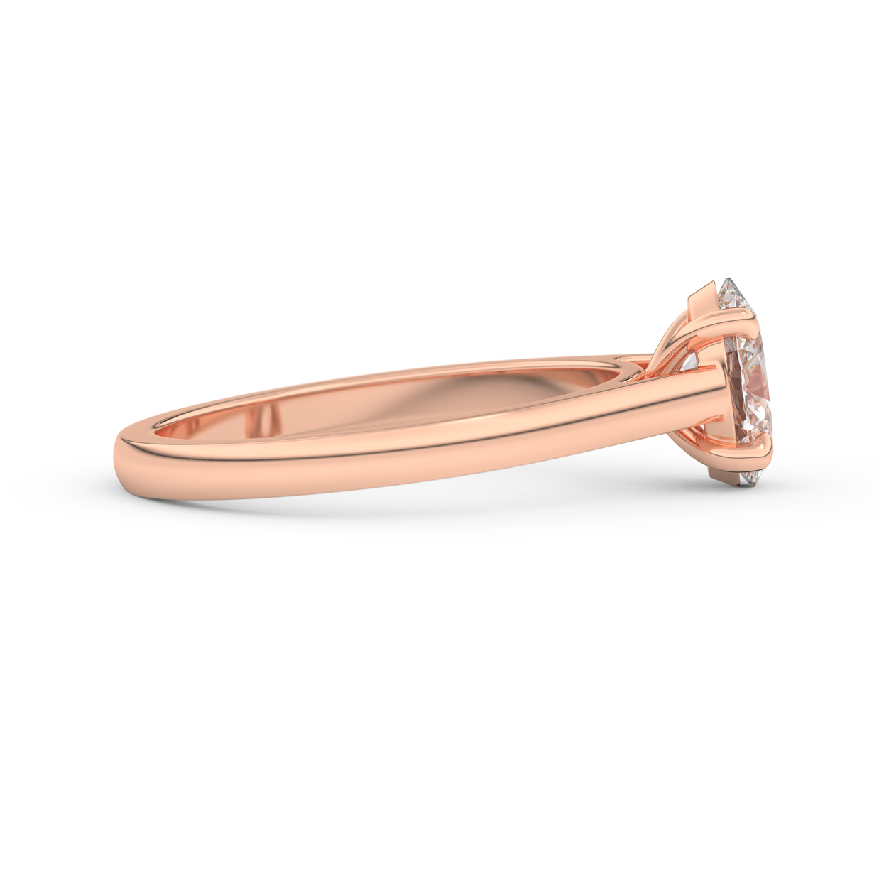 Rose gold - Central diamond 1.0 ct - view 3