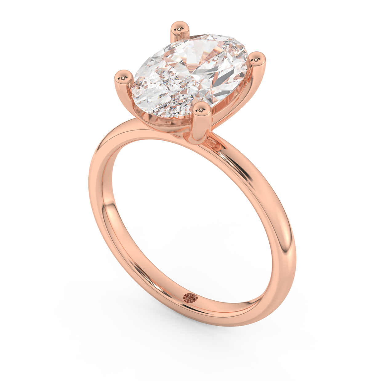 Rose gold - Central diamond 3.0 ct - view 1