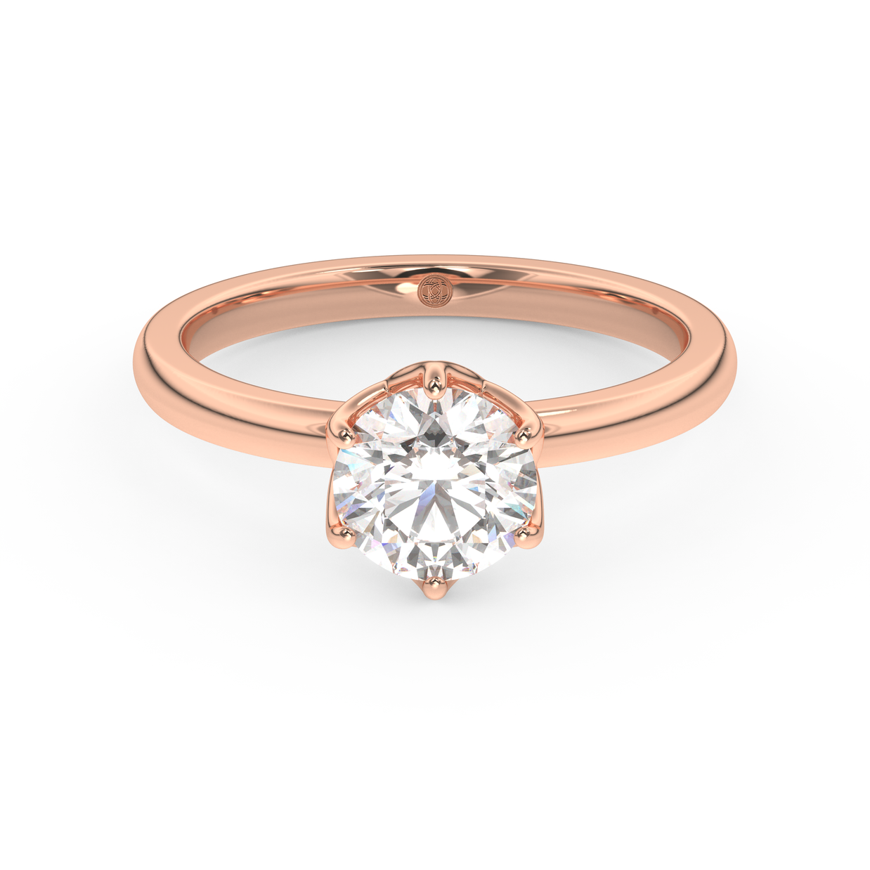 Rose gold - Central diamond 1.0 ct - view 2