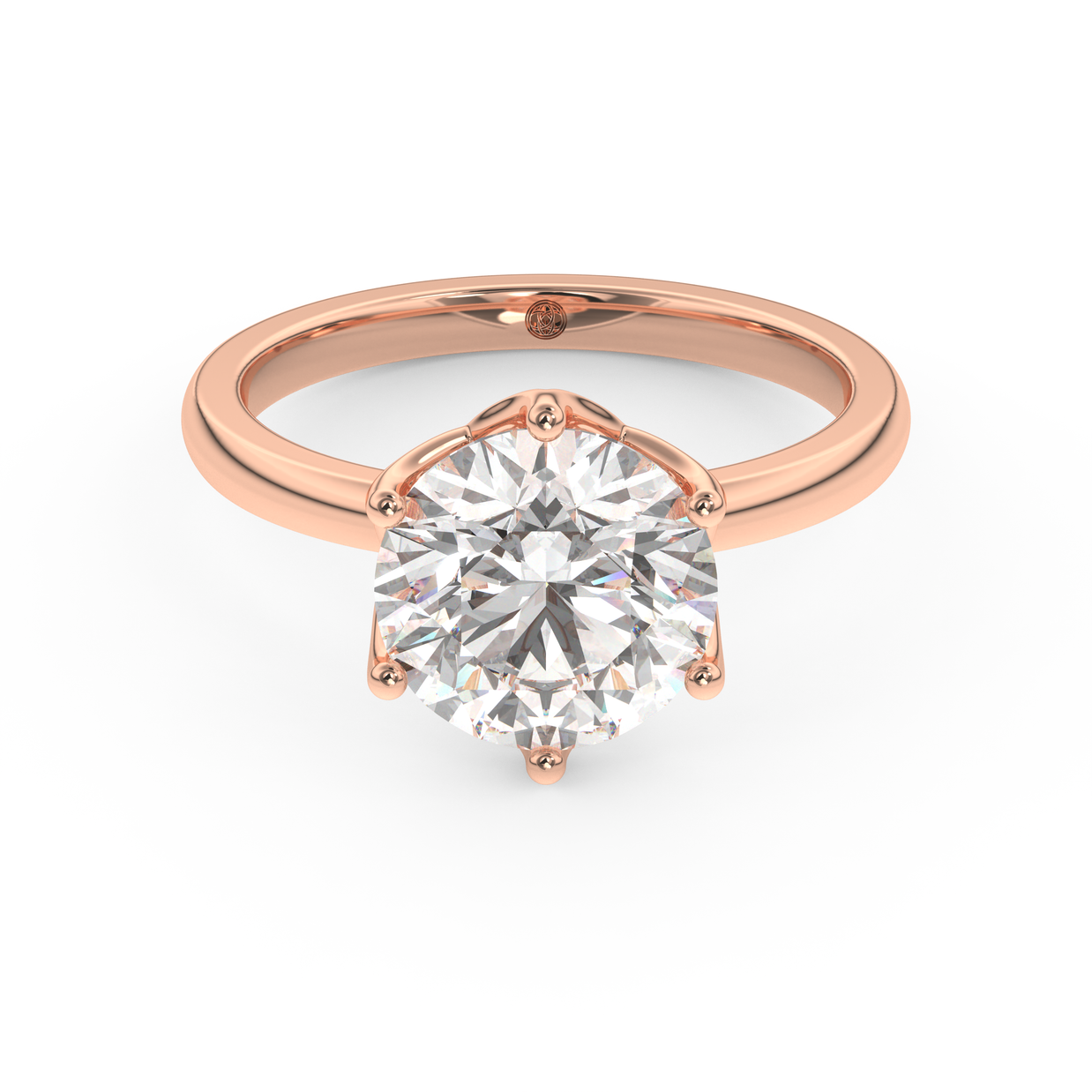 Rose gold - Central diamond 3.0 ct - view 2
