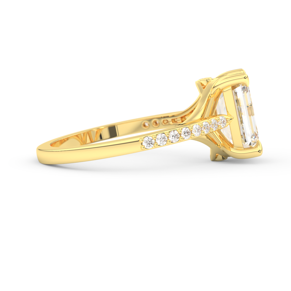 Yellow gold - Central diamond 2.0 ct - view 3