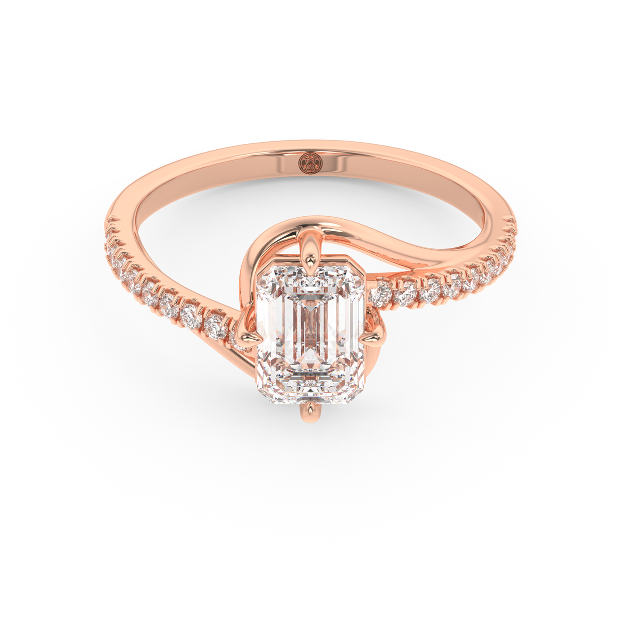 Rose gold - Central diamond 1.0 ct - view 2