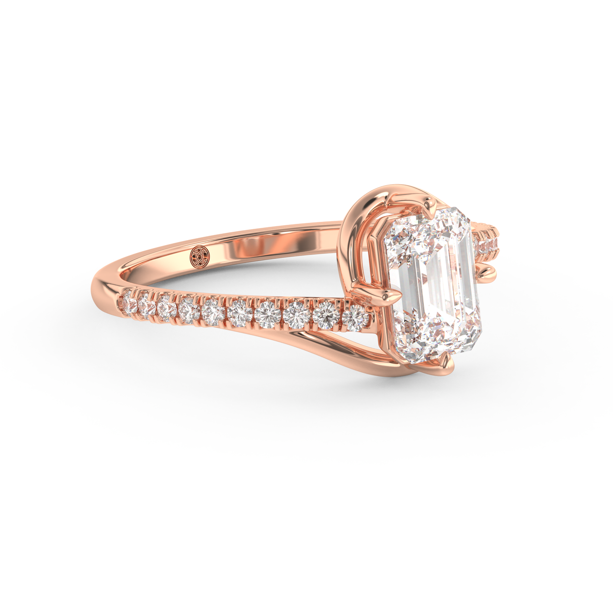 Rose gold - Central diamond 1.0 ct - view 3