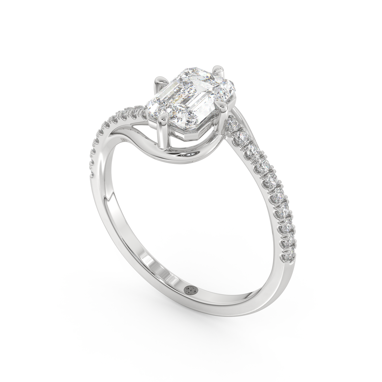 White gold - Central diamond 1.0 ct - view 1