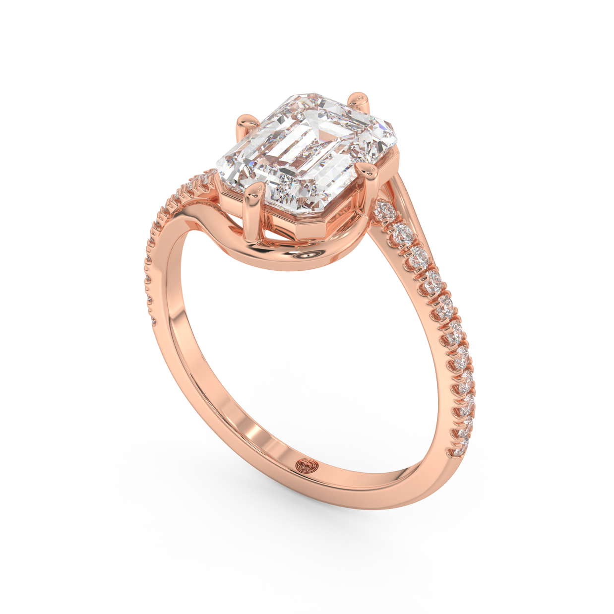 Rose gold - Central diamond 2.0 ct - view 1