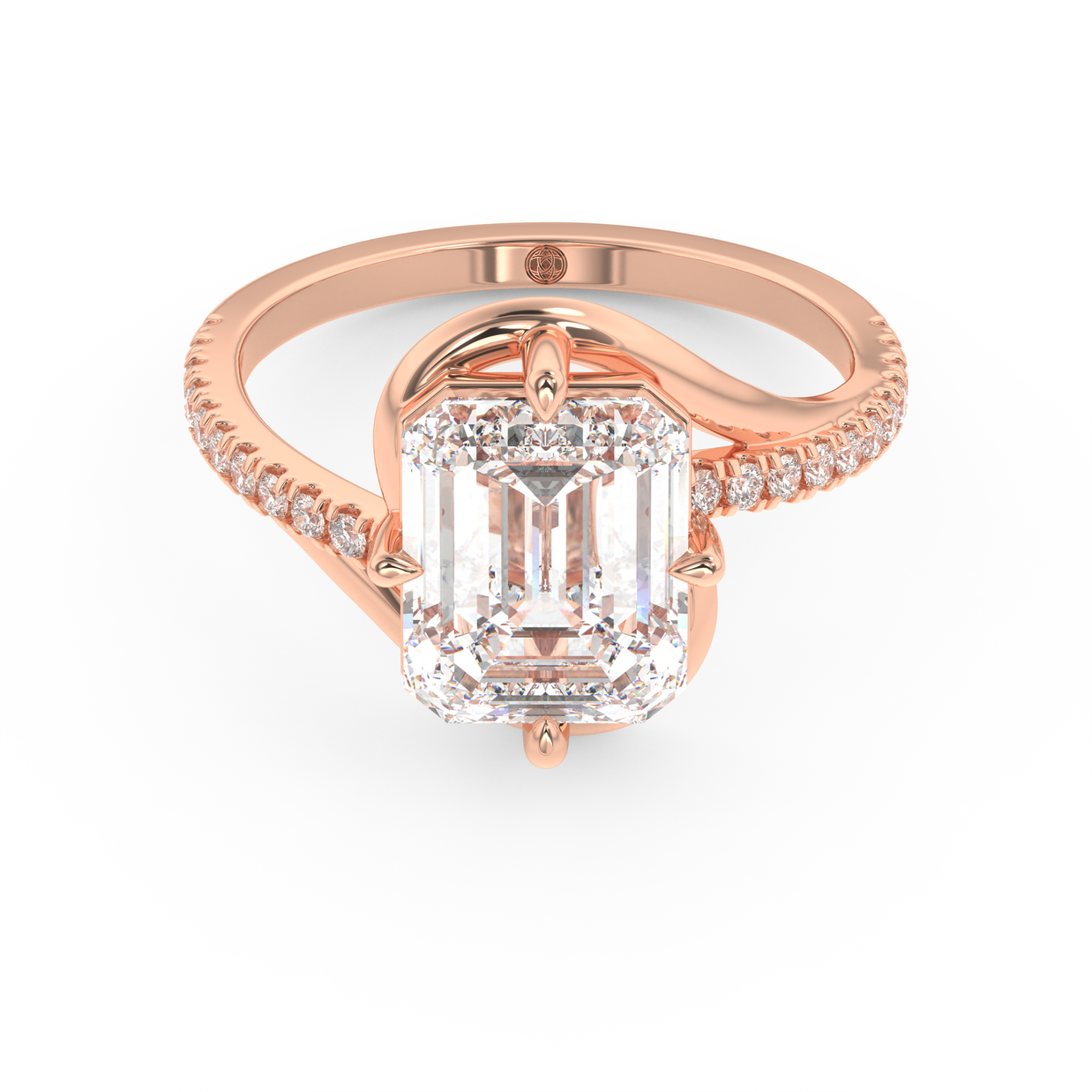 Rose gold - Central diamond 3.0 ct - view 2