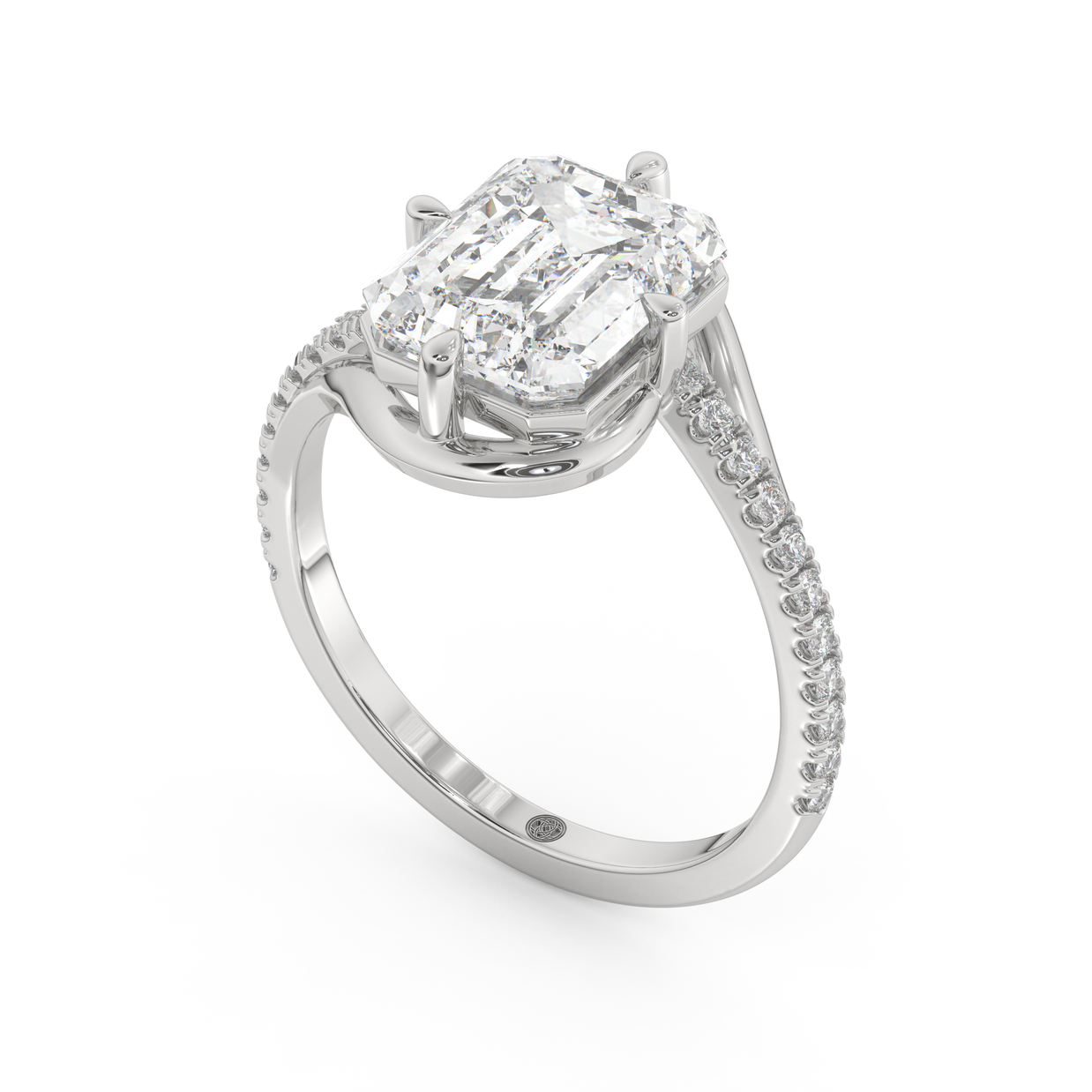 White gold - Central diamond 3.0 ct - view 1