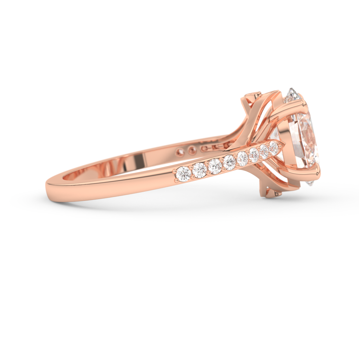 Rose gold - Central diamond 2.0 ct - view 3