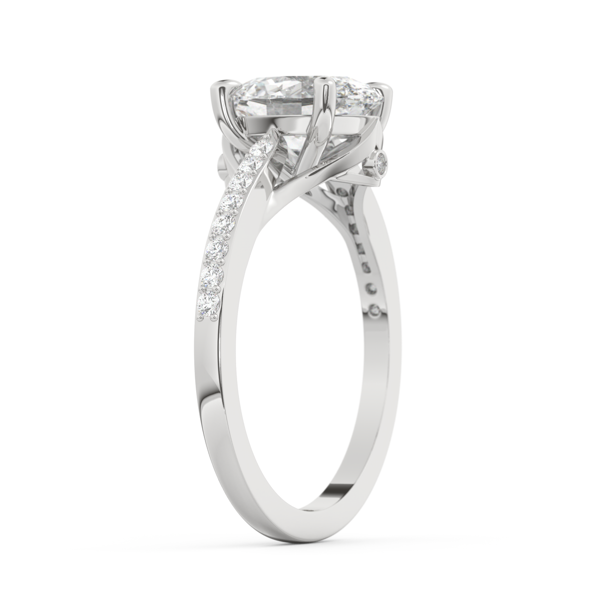 White gold - Central diamond 2.0 ct - view 5