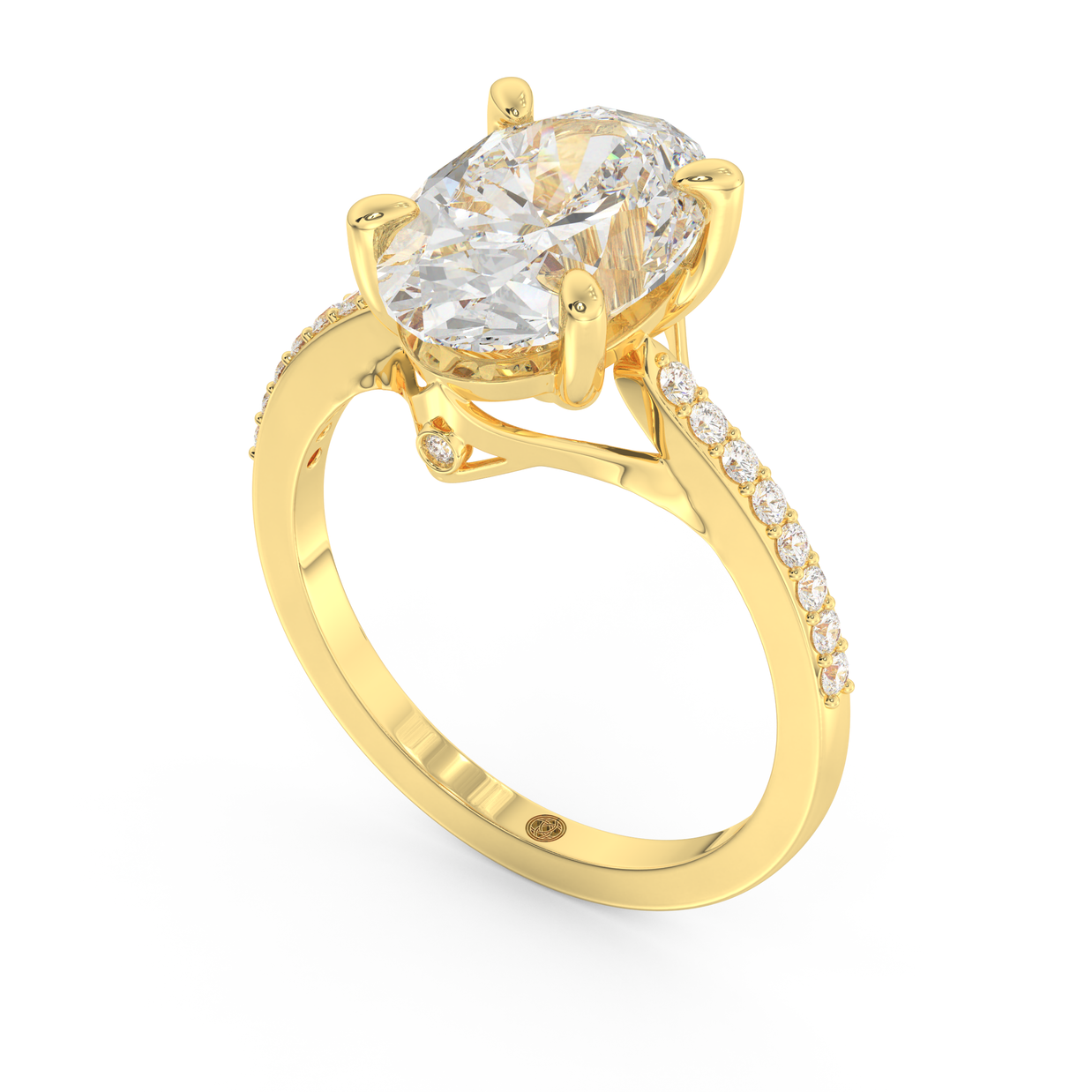 Yellow gold - Central diamond 3.0 ct - view 1