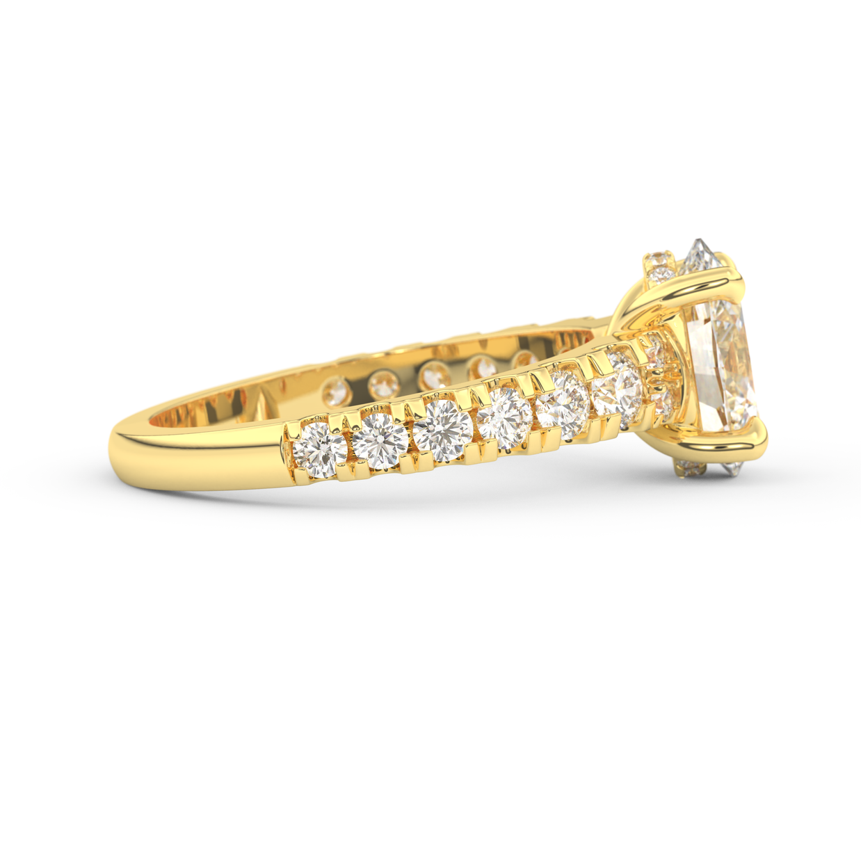 Yellow gold - Central diamond 2.0 ct - view 3