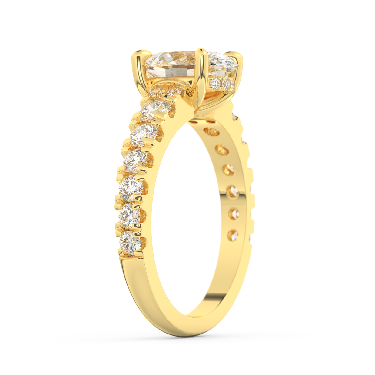 Yellow gold - Central diamond 2.0 ct - view 5