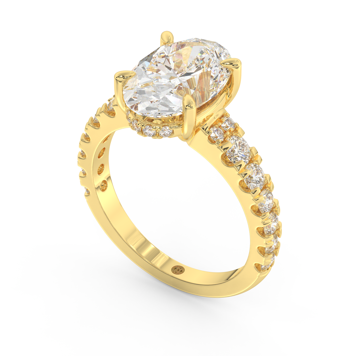 Yellow gold - Central diamond 3.0 ct - view 1