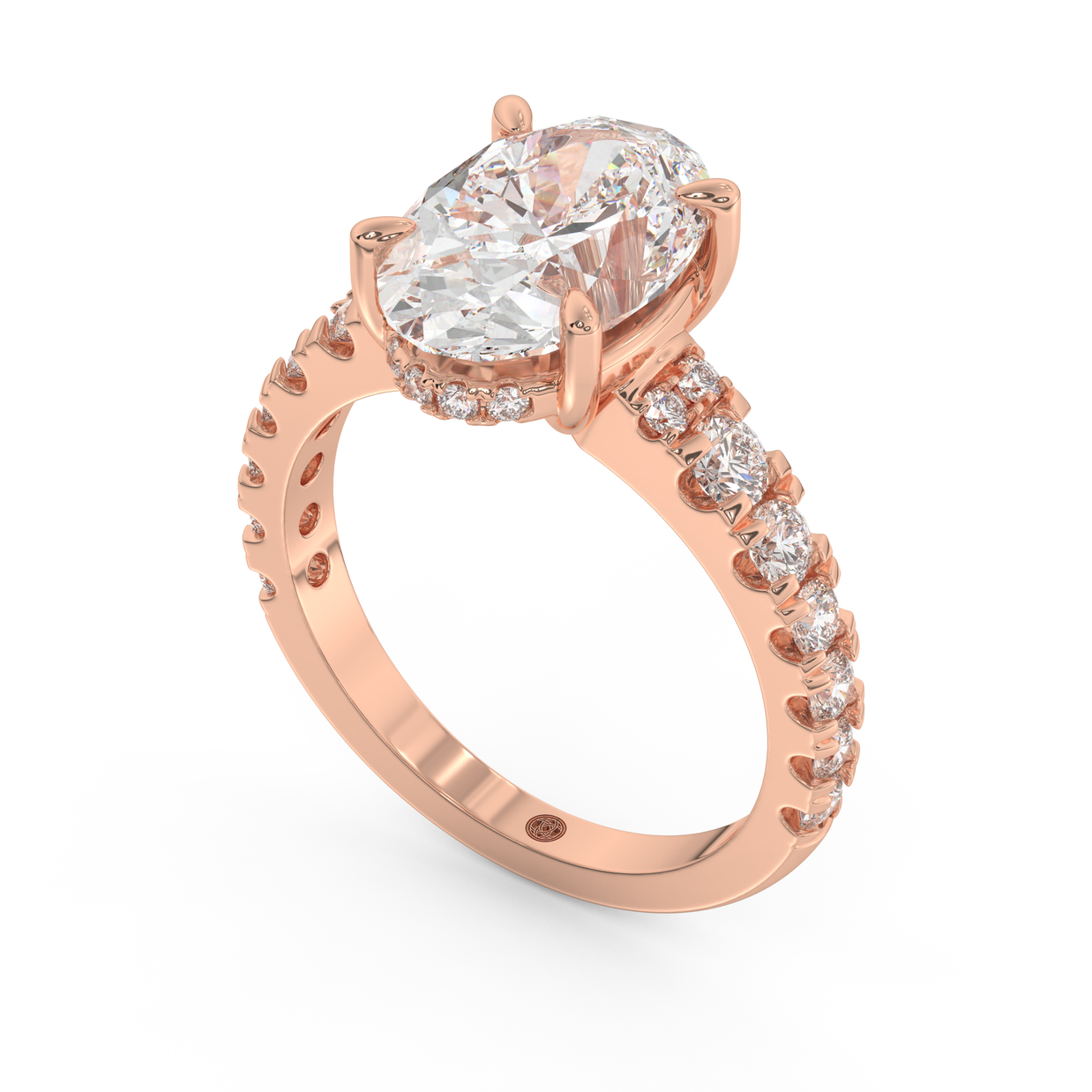 Rose gold - Central diamond 3.0 ct - view 1