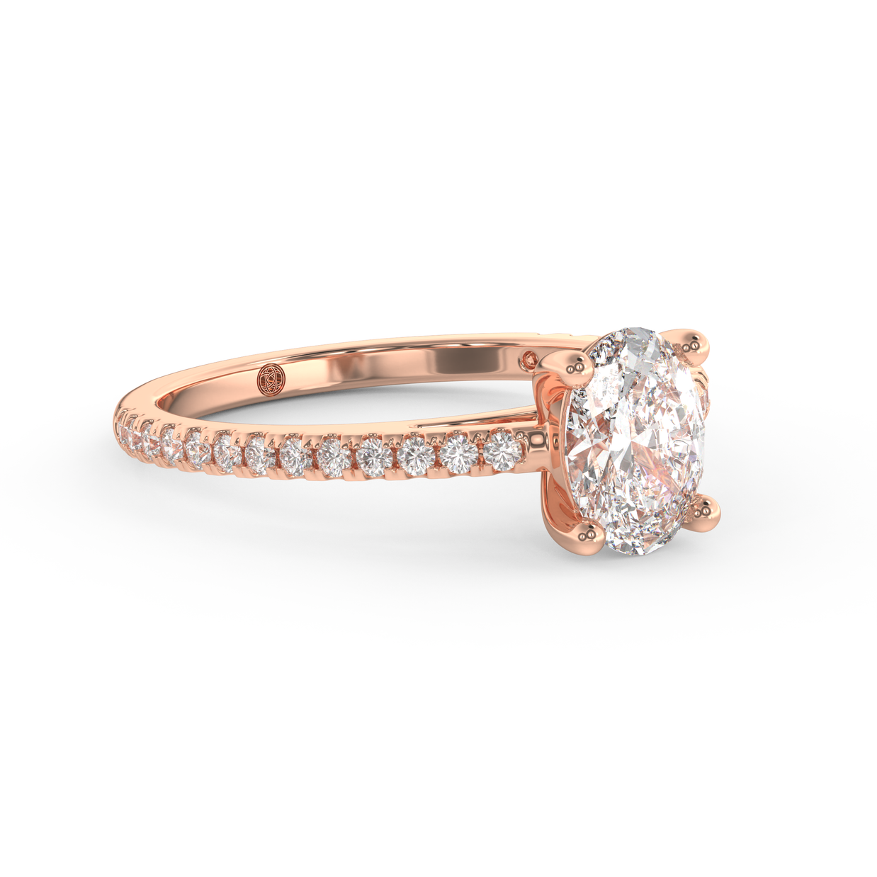 Rose gold - Central diamond 1.0 ct - view 3