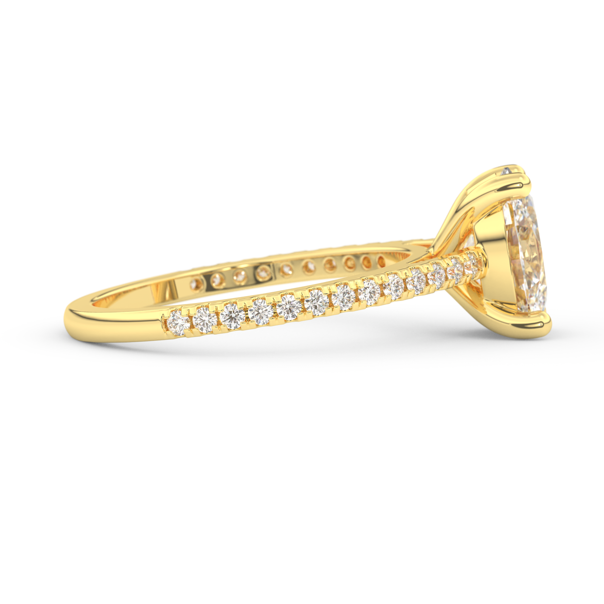 Yellow gold - Central diamond 2.0 ct - view 3