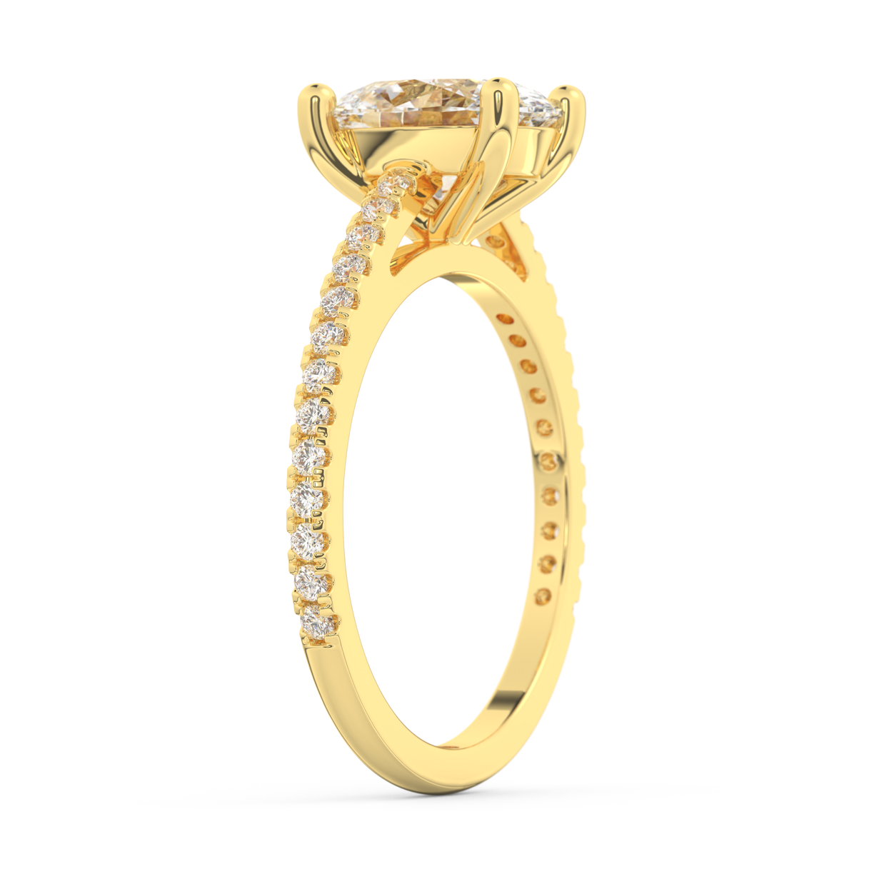 Yellow gold - Central diamond 2.0 ct - view 5
