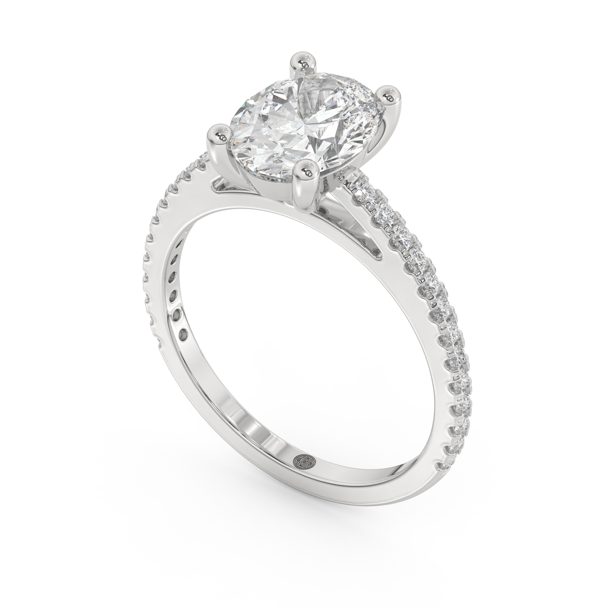 White gold - Central diamond 2.0 ct - view 1