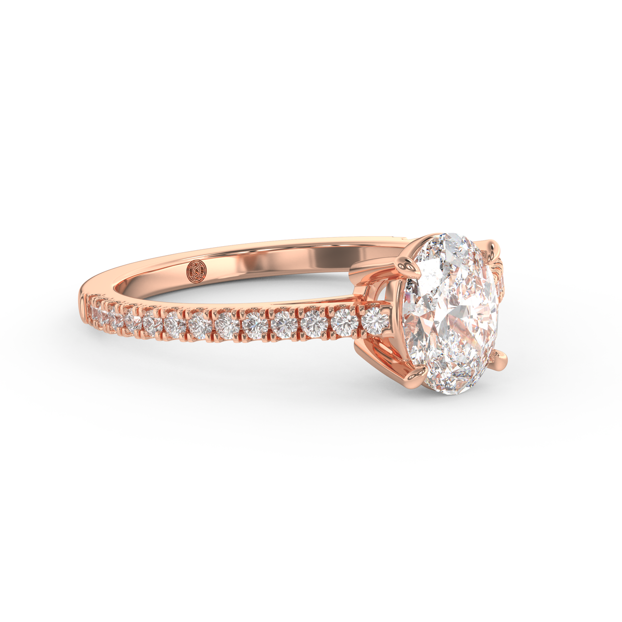 Rose gold - Central diamond 1.0 ct - view 3