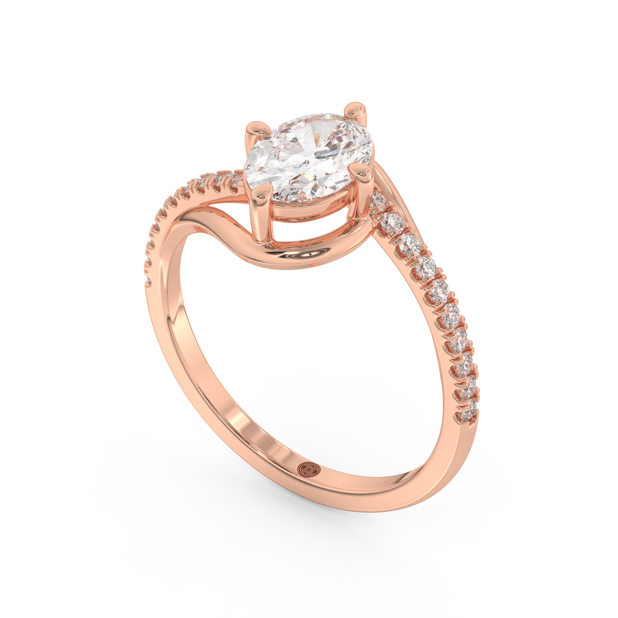 Rose gold - Central diamond 1.0 ct - view 1
