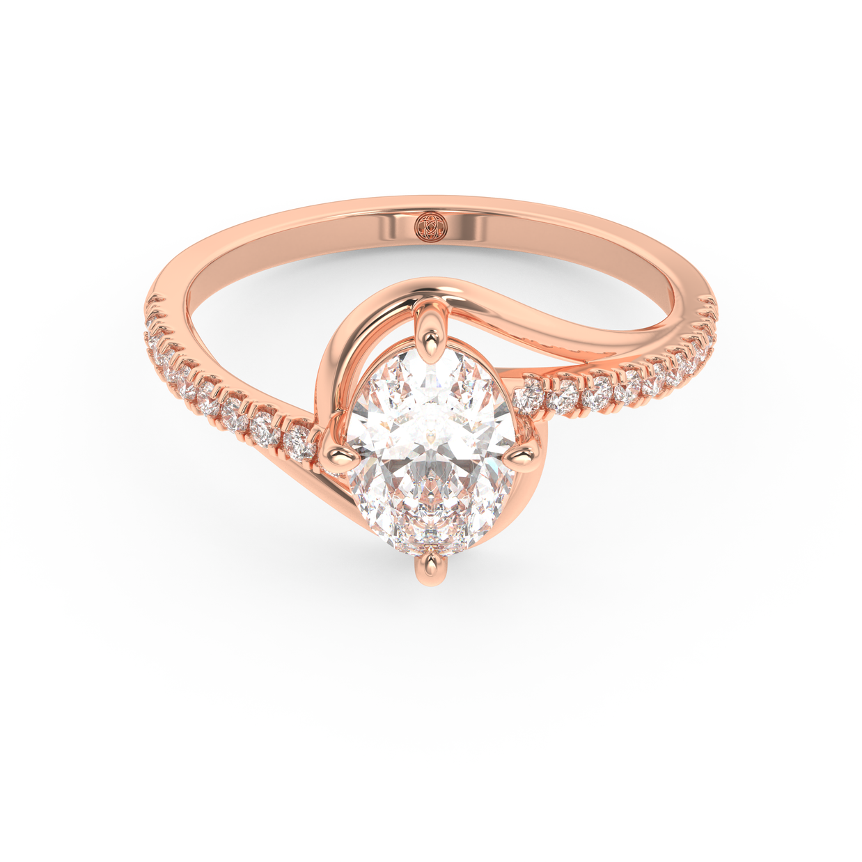 Rose gold - Central diamond 1.0 ct - view 2