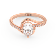 Rose gold - Central diamond 1.0 ct - view 2