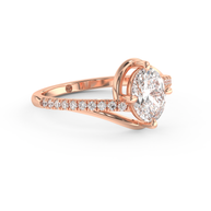 Rose gold - Central diamond 1.0 ct - view 3
