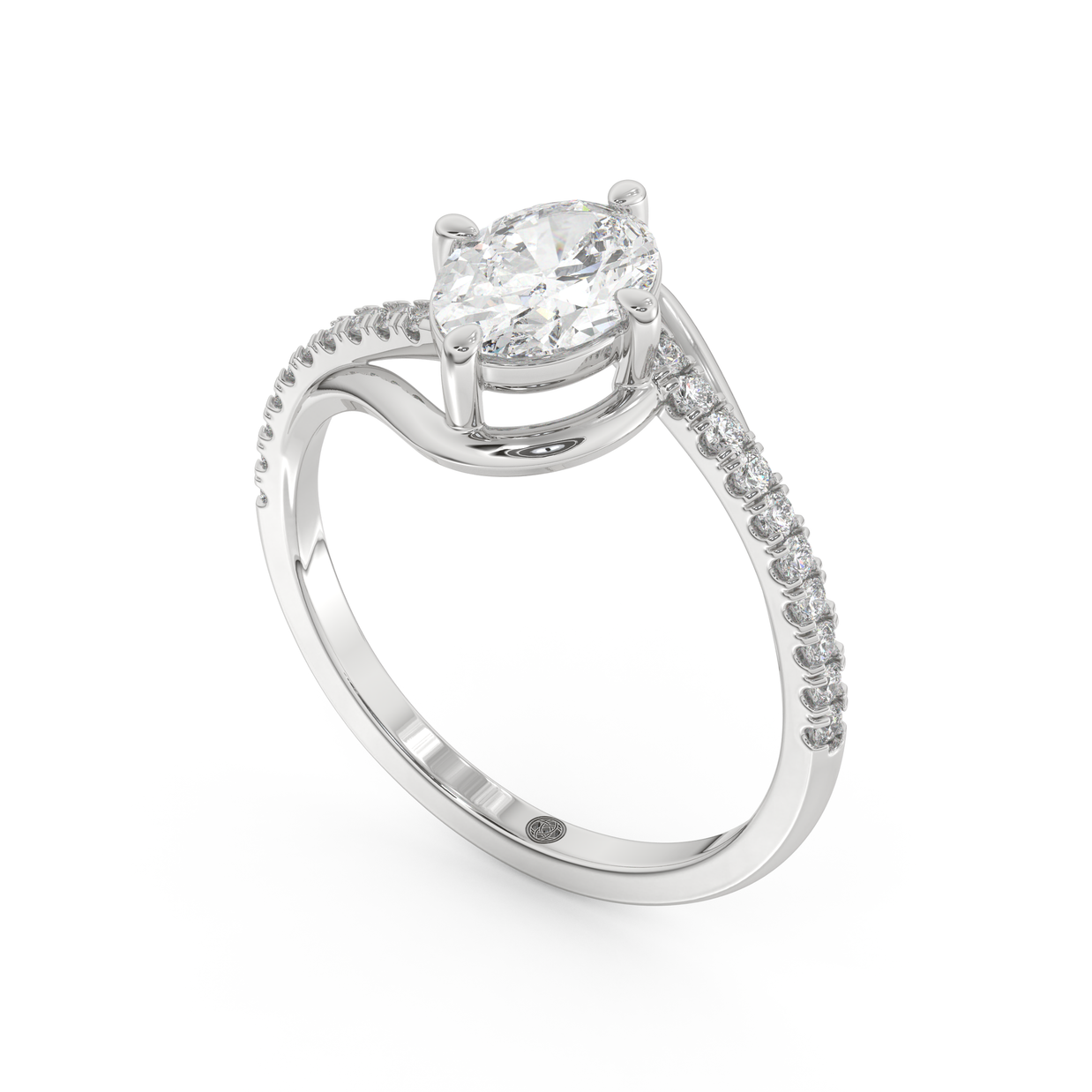White gold - Central diamond 1.0 ct - view 1
