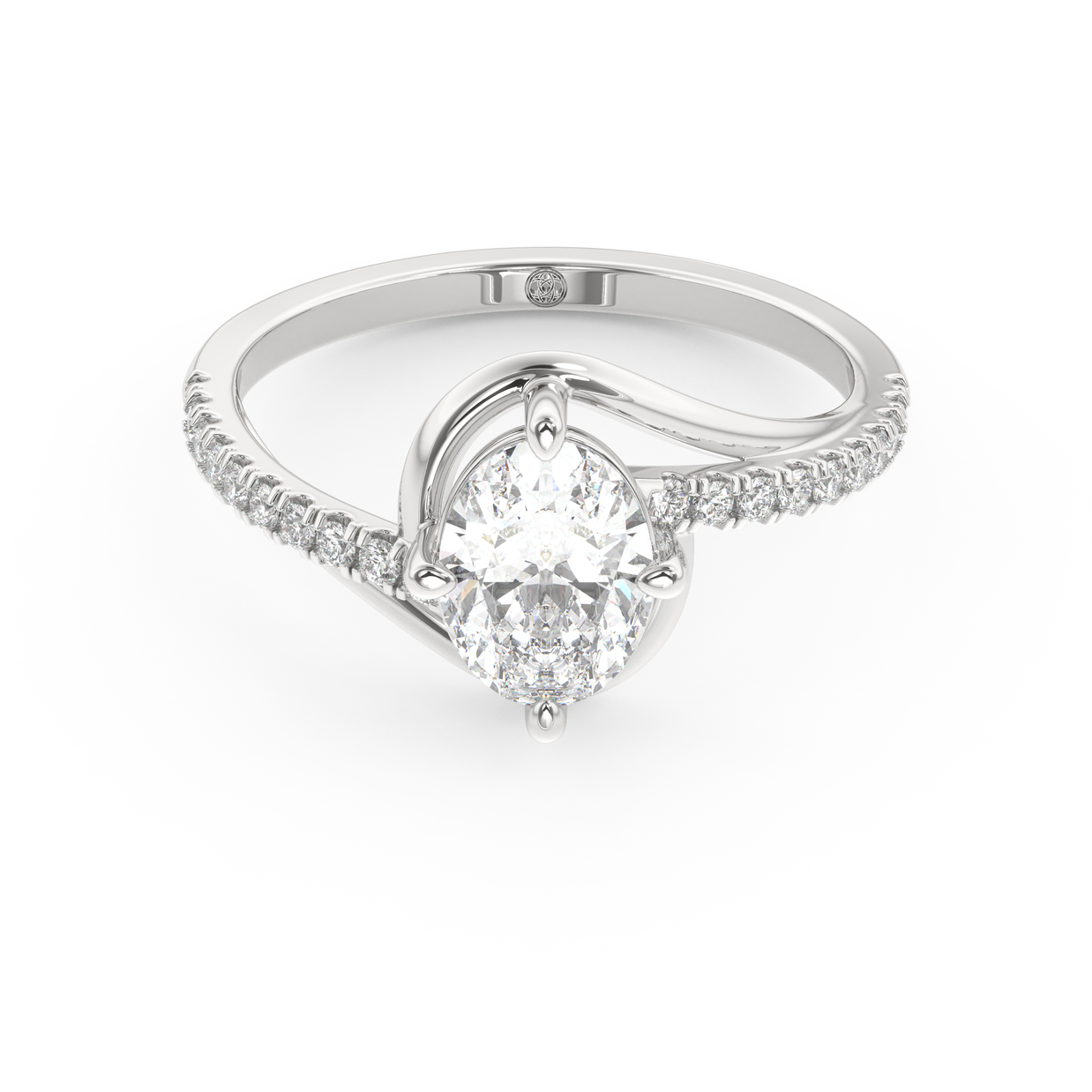 White gold - Central diamond 1.0 ct - view 2