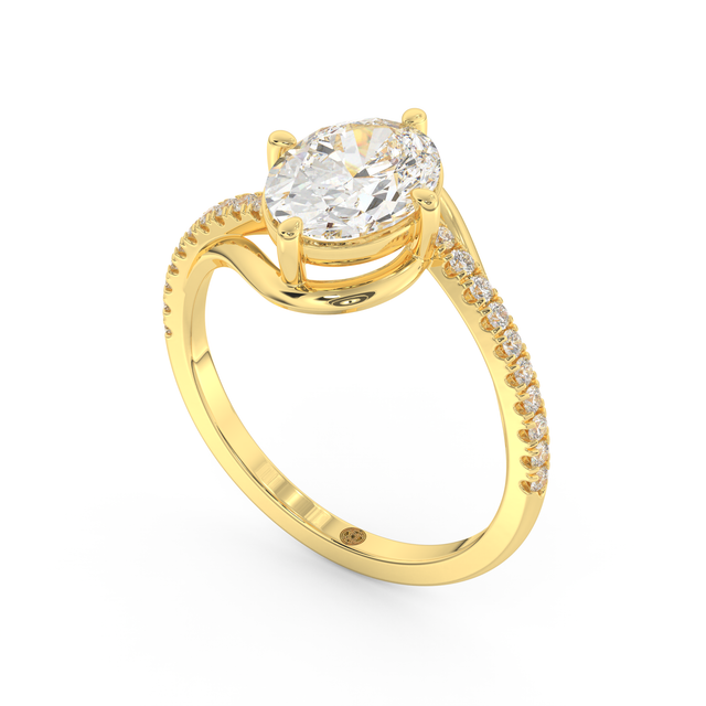 Yellow gold - Central diamond 2.0 ct - view 1