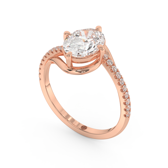 Rose gold - Central diamond 2.0 ct - view 1