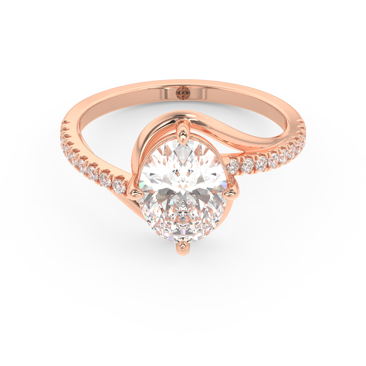 Rose gold - Central diamond 2.0 ct - view 2