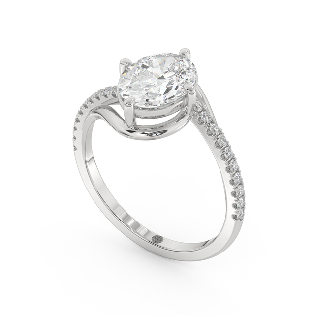 White gold - Central diamond 2.0 ct - view 1