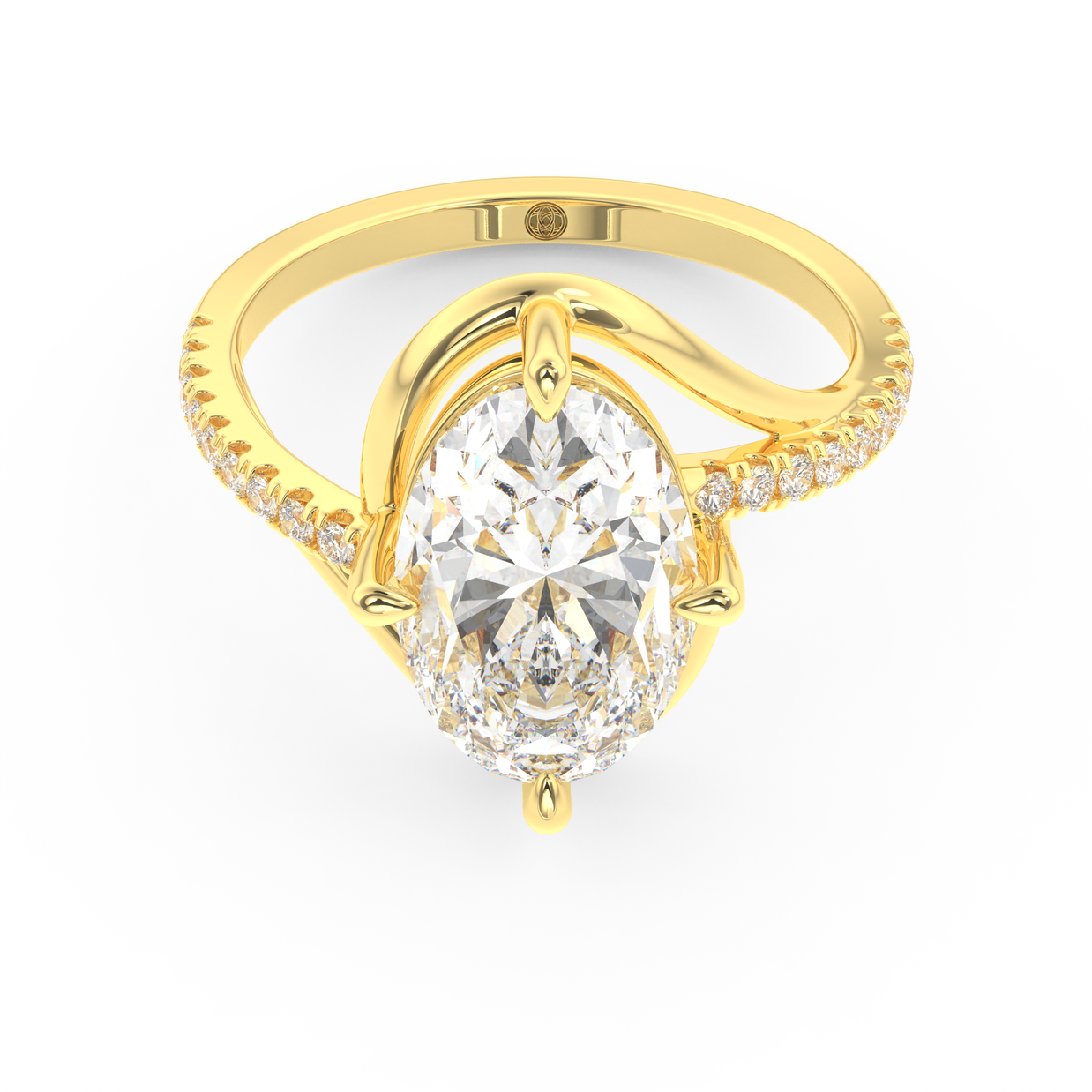 Yellow gold - Central diamond 3.0 ct - view 2