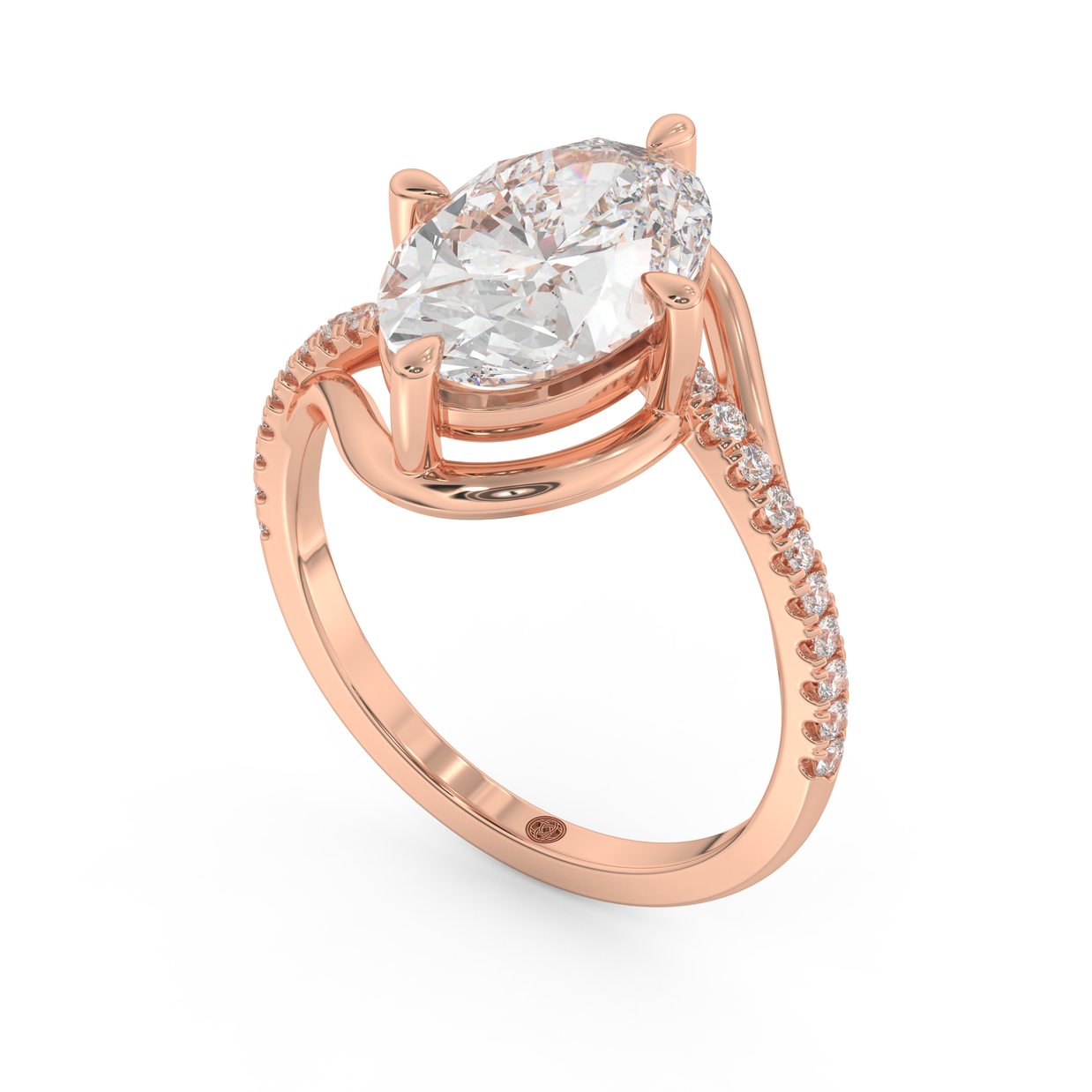 Rose gold - Central diamond 3.0 ct - view 1