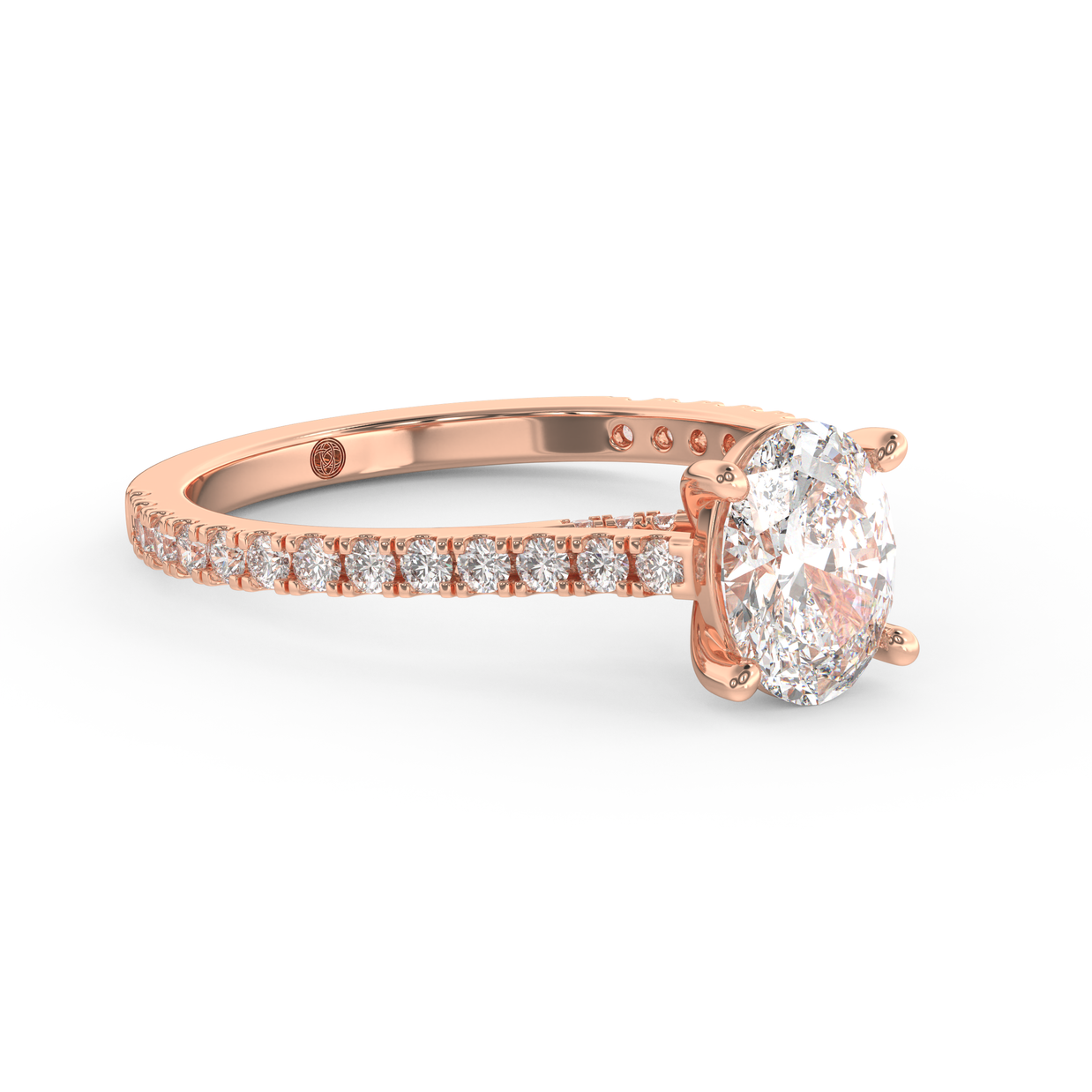 Rose gold - Central diamond 1.0 ct - view 3