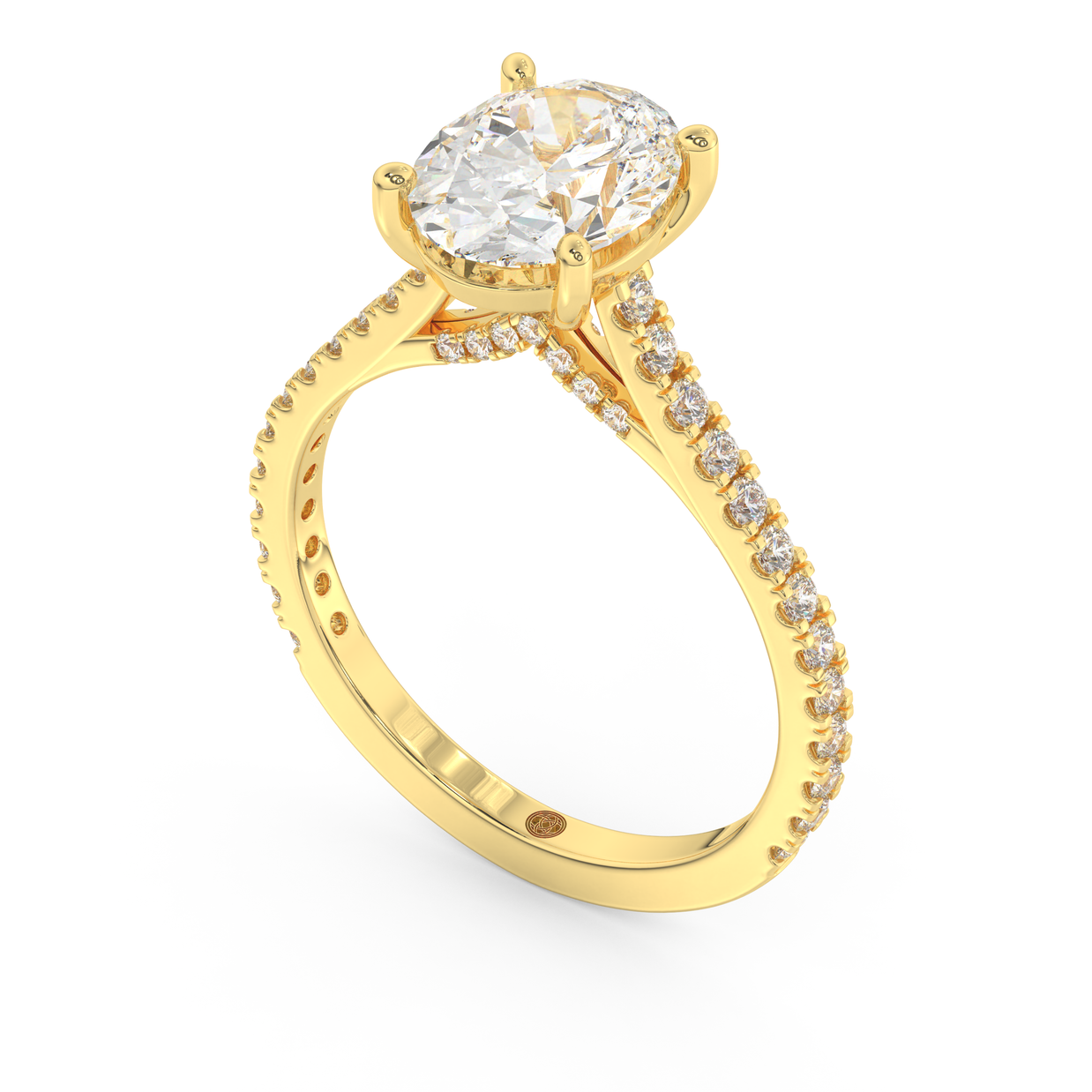 Yellow gold - Central diamond 2.0 ct - view 1