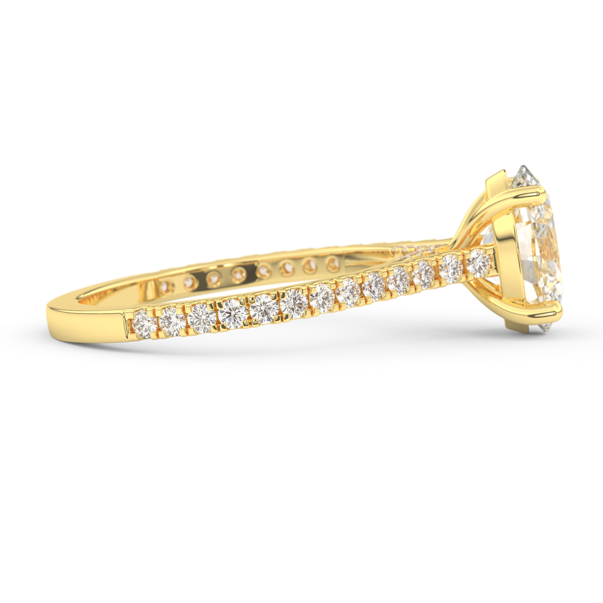 Yellow gold - Central diamond 2.0 ct - view 3