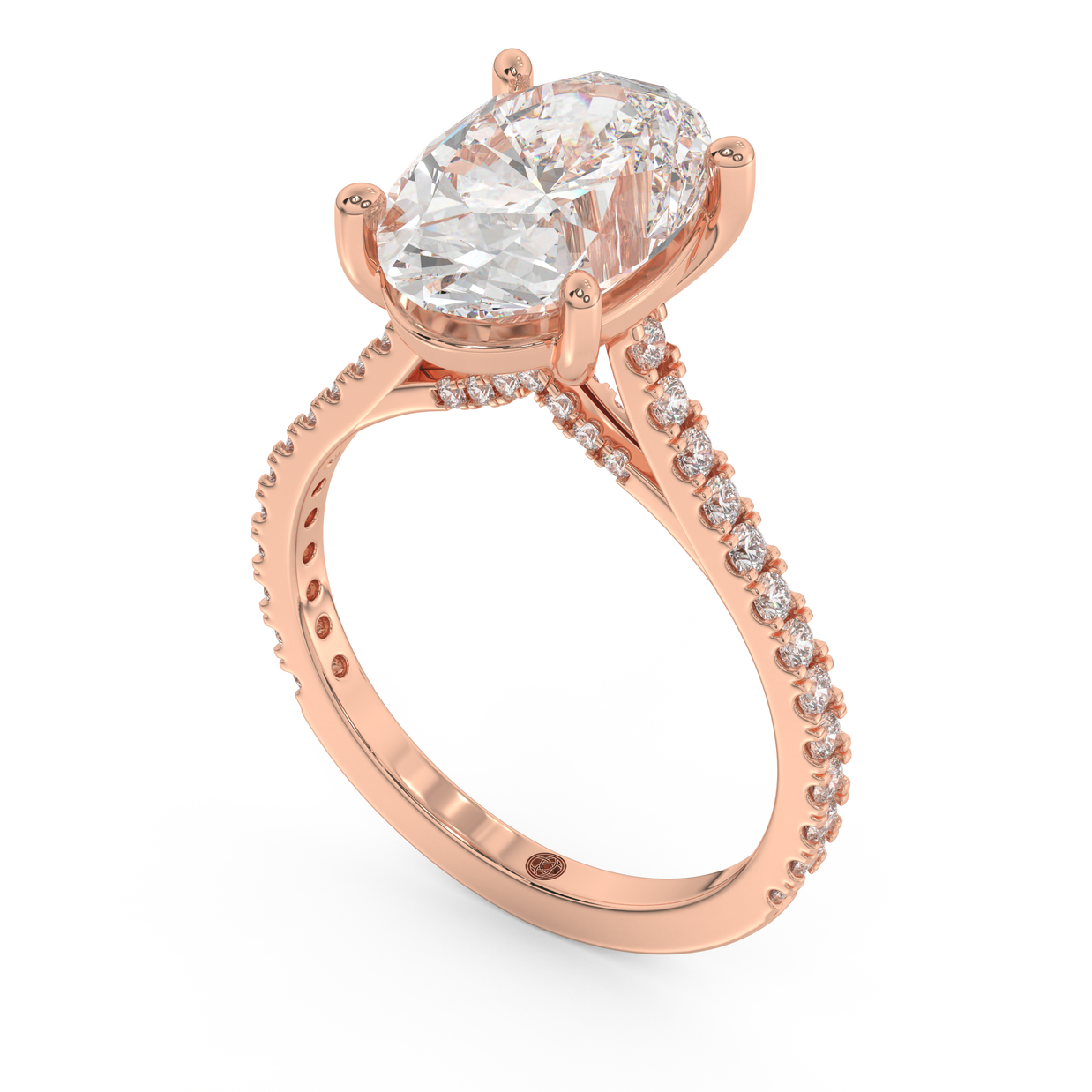 Rose gold - Central diamond 3.0 ct - view 1