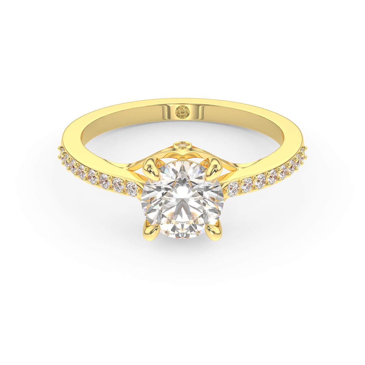 Yellow gold - Central diamond 1.0 ct - view 2