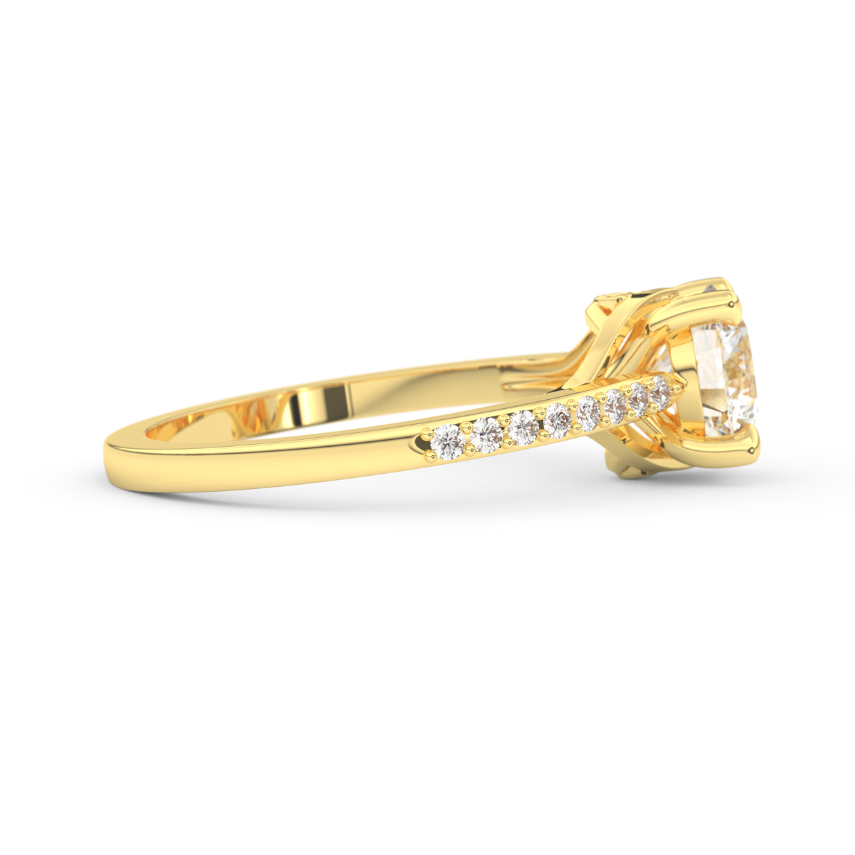 Yellow gold - Central diamond 1.0 ct - view 3