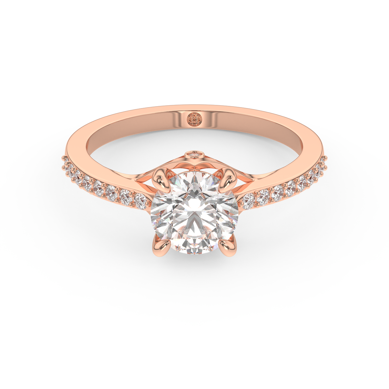 Rose gold - Central diamond 1.0 ct - view 2