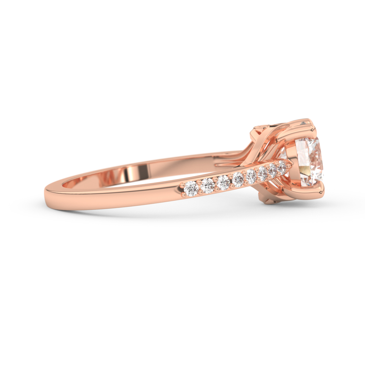 Rose gold - Central diamond 1.0 ct - view 3