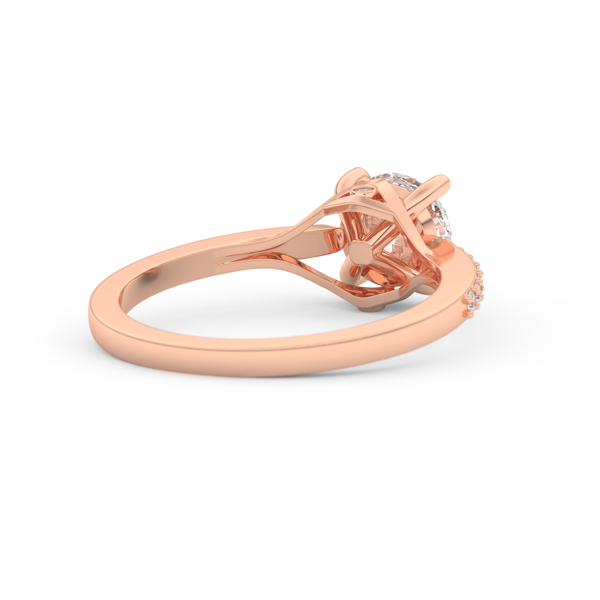 Rose gold - Central diamond 1.0 ct - view 4