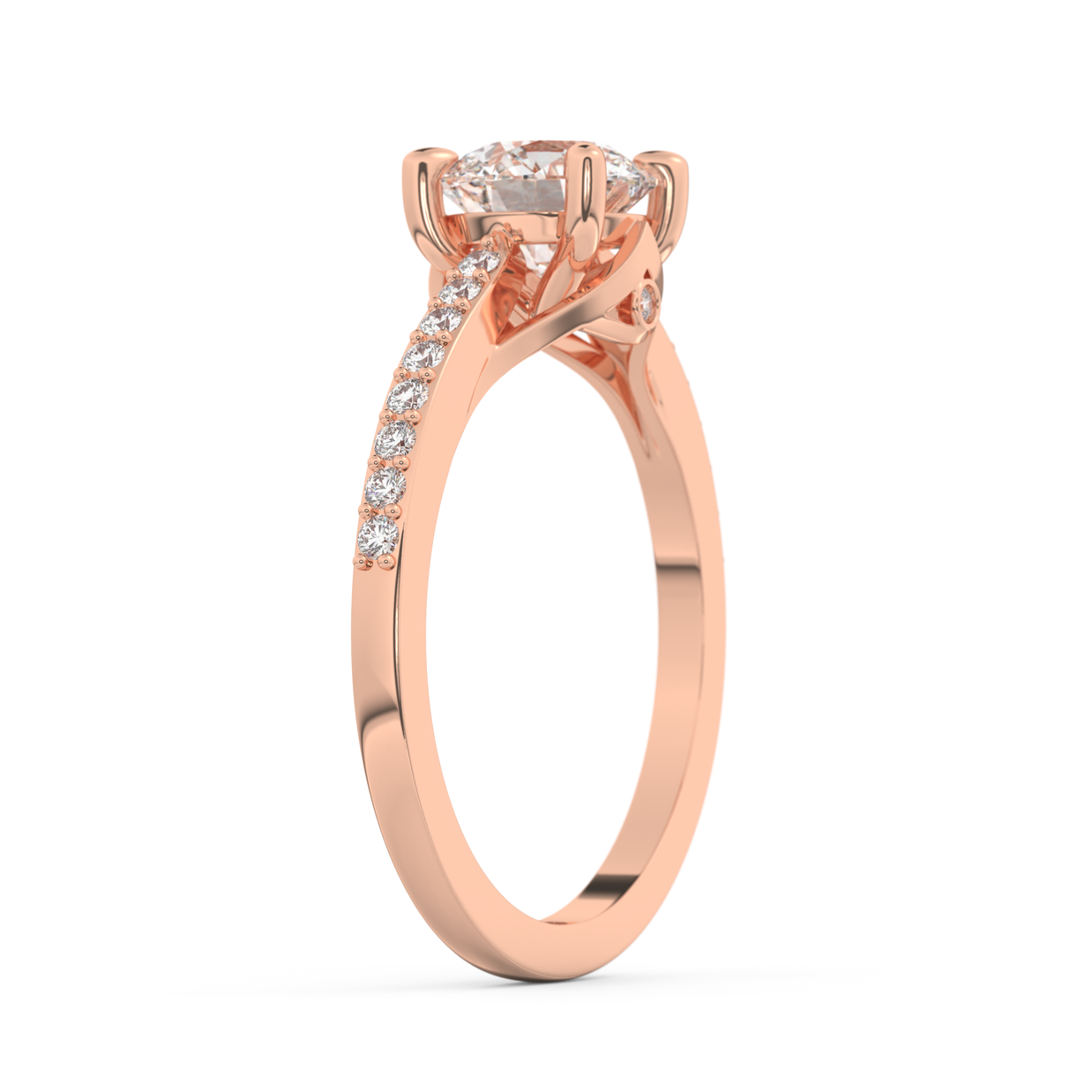 Rose gold - Central diamond 1.0 ct - view 5