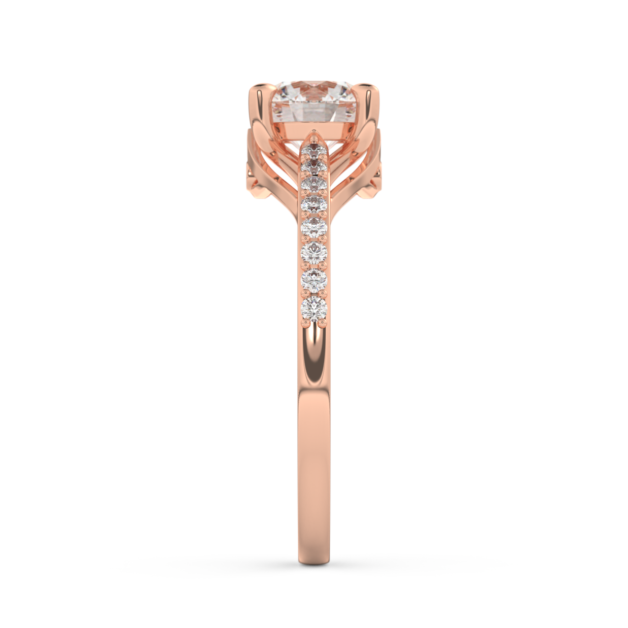 Rose gold - Central diamond 1.0 ct - view 7