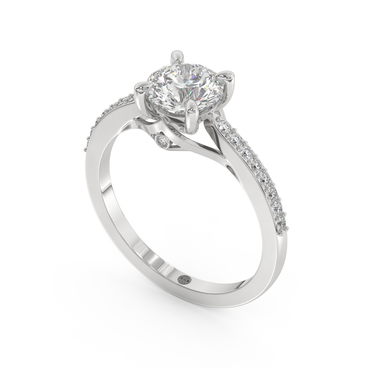 White gold - Central diamond 1.0 ct - view 1